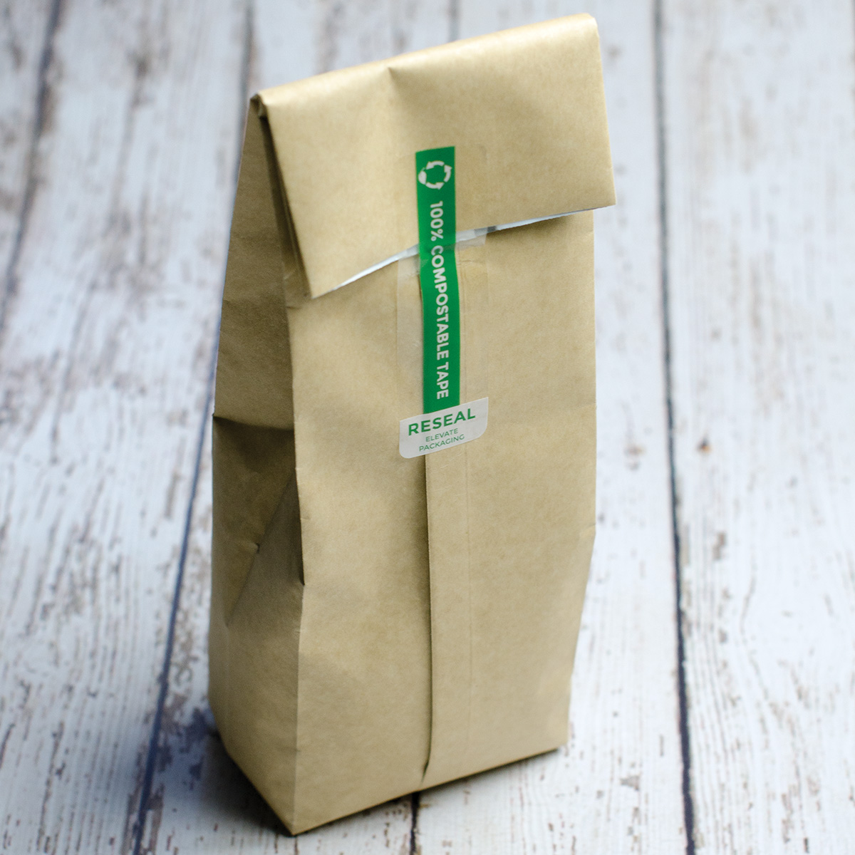 Compostable Coffee Bag with Compostable Reseal Tape
