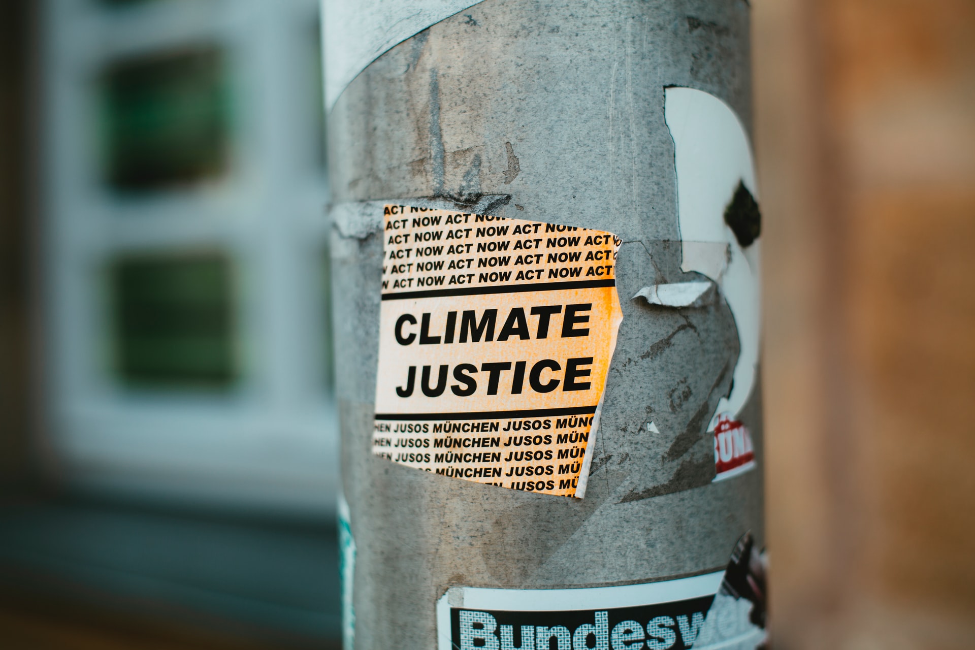 Eco-Friendly Adhesive Climate Sticker on Lamppost